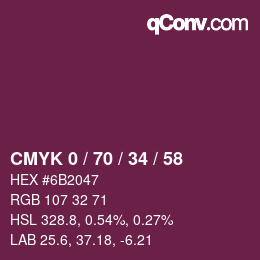 カラーコード: CMYK 0 / 70 / 34 / 58 | qconv.com