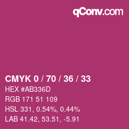 Color code: CMYK 0 / 70 / 36 / 33 | qconv.com
