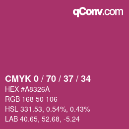 カラーコード: CMYK 0 / 70 / 37 / 34 | qconv.com