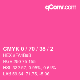カラーコード: CMYK 0 / 70 / 38 / 2 | qconv.com