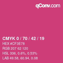 カラーコード: CMYK 0 / 70 / 42 / 19 | qconv.com