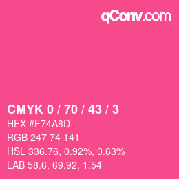 Farbcode: CMYK 0 / 70 / 43 / 3 | qconv.com