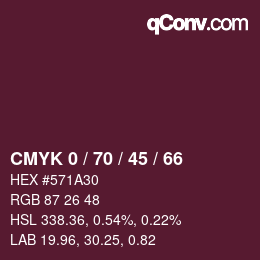 カラーコード: CMYK 0 / 70 / 45 / 66 | qconv.com