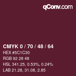 Color code: CMYK 0 / 70 / 48 / 64 | qconv.com