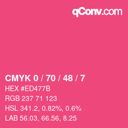 Farbcode: CMYK 0 / 70 / 48 / 7 | qconv.com