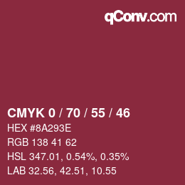 Color code: CMYK 0 / 70 / 55 / 46 | qconv.com