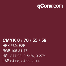 カラーコード: CMYK 0 / 70 / 55 / 59 | qconv.com