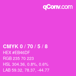 カラーコード: CMYK 0 / 70 / 5 / 8 | qconv.com