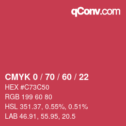 カラーコード: CMYK 0 / 70 / 60 / 22 | qconv.com