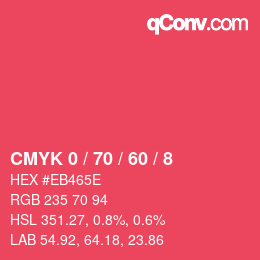 Farbcode: CMYK 0 / 70 / 60 / 8 | qconv.com