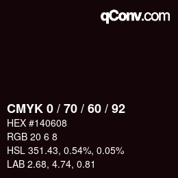 颜色代码: CMYK 0 / 70 / 60 / 92 | qconv.com