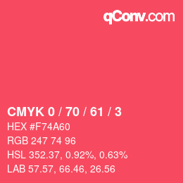 Color code: CMYK 0 / 70 / 61 / 3 | qconv.com