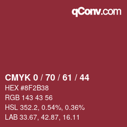 カラーコード: CMYK 0 / 70 / 61 / 44 | qconv.com