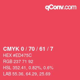 Color code: CMYK 0 / 70 / 61 / 7 | qconv.com