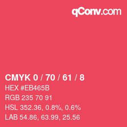 カラーコード: CMYK 0 / 70 / 61 / 8 | qconv.com