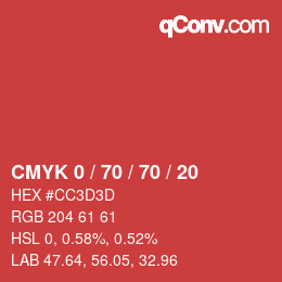 颜色代码: CMYK 0 / 70 / 70 / 20 | qconv.com