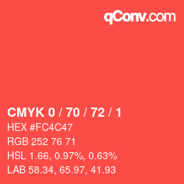 Color code: CMYK 0 / 70 / 72 / 1 | qconv.com