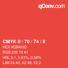 Color code: CMYK 0 / 70 / 74 / 8 | qconv.com