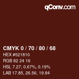 颜色代码: CMYK 0 / 70 / 80 / 68 | qconv.com