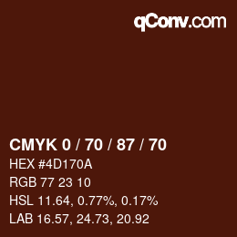 Color code: CMYK 0 / 70 / 87 / 70 | qconv.com