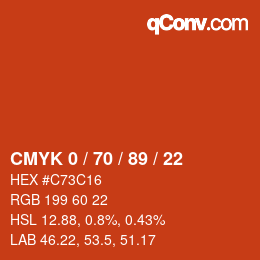 Color code: CMYK 0 / 70 / 89 / 22 | qconv.com