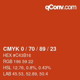 Código de color: CMYK 0 / 70 / 89 / 23 | qconv.com