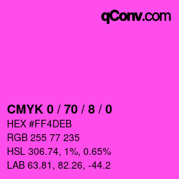 カラーコード: CMYK 0 / 70 / 8 / 0 | qconv.com