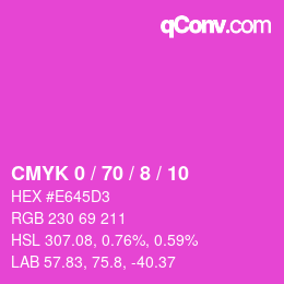 颜色代码: CMYK 0 / 70 / 8 / 10 | qconv.com