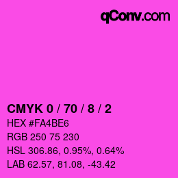 カラーコード: CMYK 0 / 70 / 8 / 2 | qconv.com