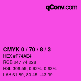 カラーコード: CMYK 0 / 70 / 8 / 3 | qconv.com