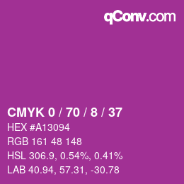 カラーコード: CMYK 0 / 70 / 8 / 37 | qconv.com