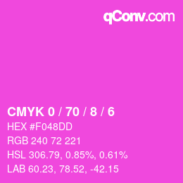 カラーコード: CMYK 0 / 70 / 8 / 6 | qconv.com