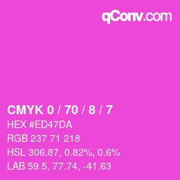 カラーコード: CMYK 0 / 70 / 8 / 7 | qconv.com