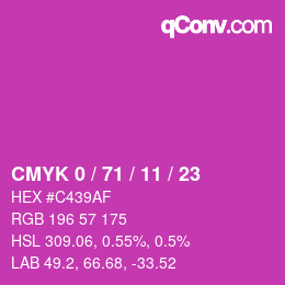 Color code: CMYK 0 / 71 / 11 / 23 | qconv.com
