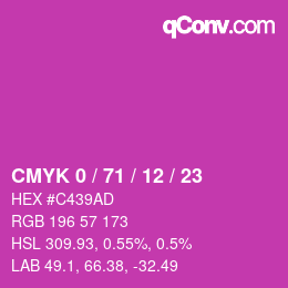 Color code: CMYK 0 / 71 / 12 / 23 | qconv.com