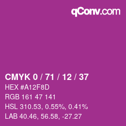 Color code: CMYK 0 / 71 / 12 / 37 | qconv.com