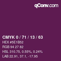 カラーコード: CMYK 0 / 71 / 13 / 63 | qconv.com