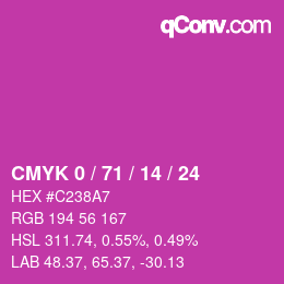 カラーコード: CMYK 0 / 71 / 14 / 24 | qconv.com
