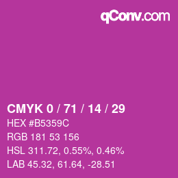 カラーコード: CMYK 0 / 71 / 14 / 29 | qconv.com