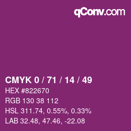 Color code: CMYK 0 / 71 / 14 / 49 | qconv.com