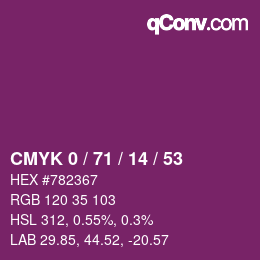 颜色代码: CMYK 0 / 71 / 14 / 53 | qconv.com