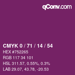 Color code: CMYK 0 / 71 / 14 / 54 | qconv.com