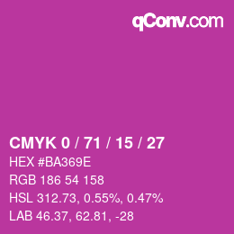 Color code: CMYK 0 / 71 / 15 / 27 | qconv.com