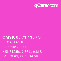 Color code: CMYK 0 / 71 / 15 / 5 | qconv.com