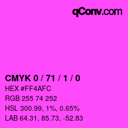颜色代码: CMYK 0 / 71 / 1 / 0 | qconv.com