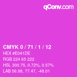 颜色代码: CMYK 0 / 71 / 1 / 12 | qconv.com