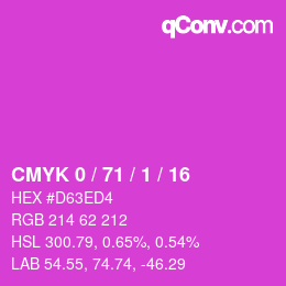 Color code: CMYK 0 / 71 / 1 / 16 | qconv.com