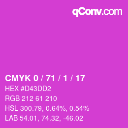 Color code: CMYK 0 / 71 / 1 / 17 | qconv.com