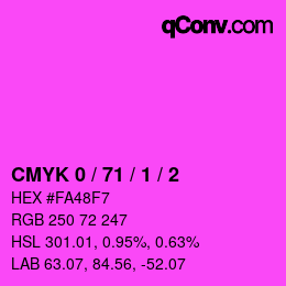 カラーコード: CMYK 0 / 71 / 1 / 2 | qconv.com