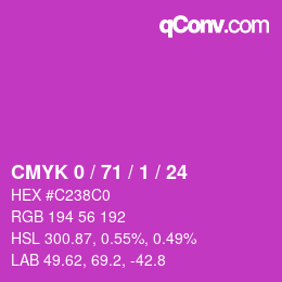 Color code: CMYK 0 / 71 / 1 / 24 | qconv.com